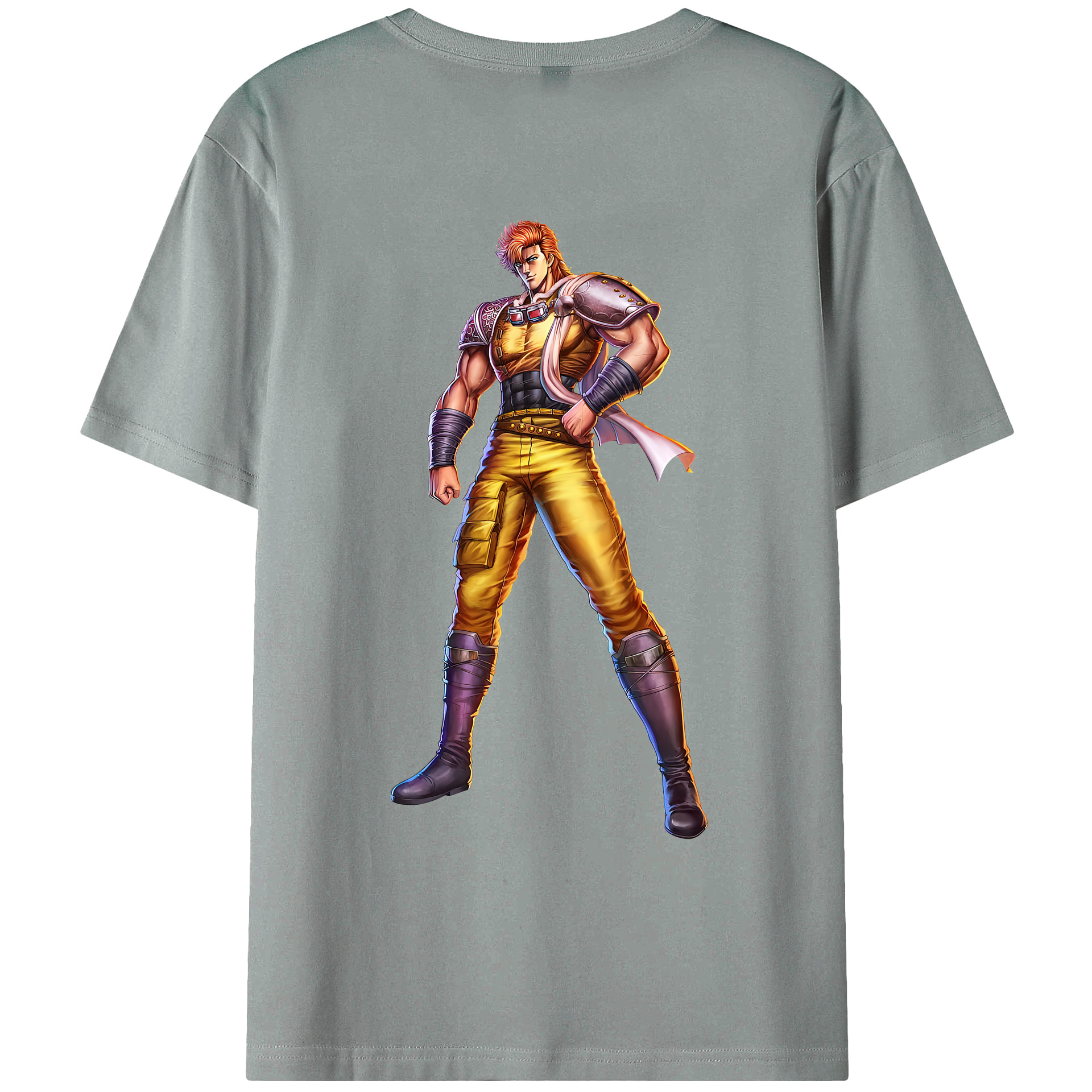 （画像用） 北斗の拳 Fist of the North Star 綿100％ メンズ半袖Tシャツ（バックプリント） 通気性